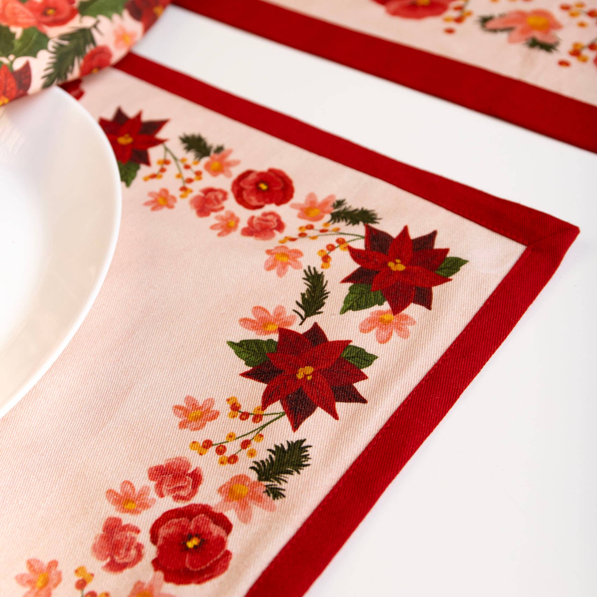 1canoe2 | One Canoe Two Paper Co. - Wholesale Placemat - Yuletide Blooms Christmas Cloth Table Placemat Set4