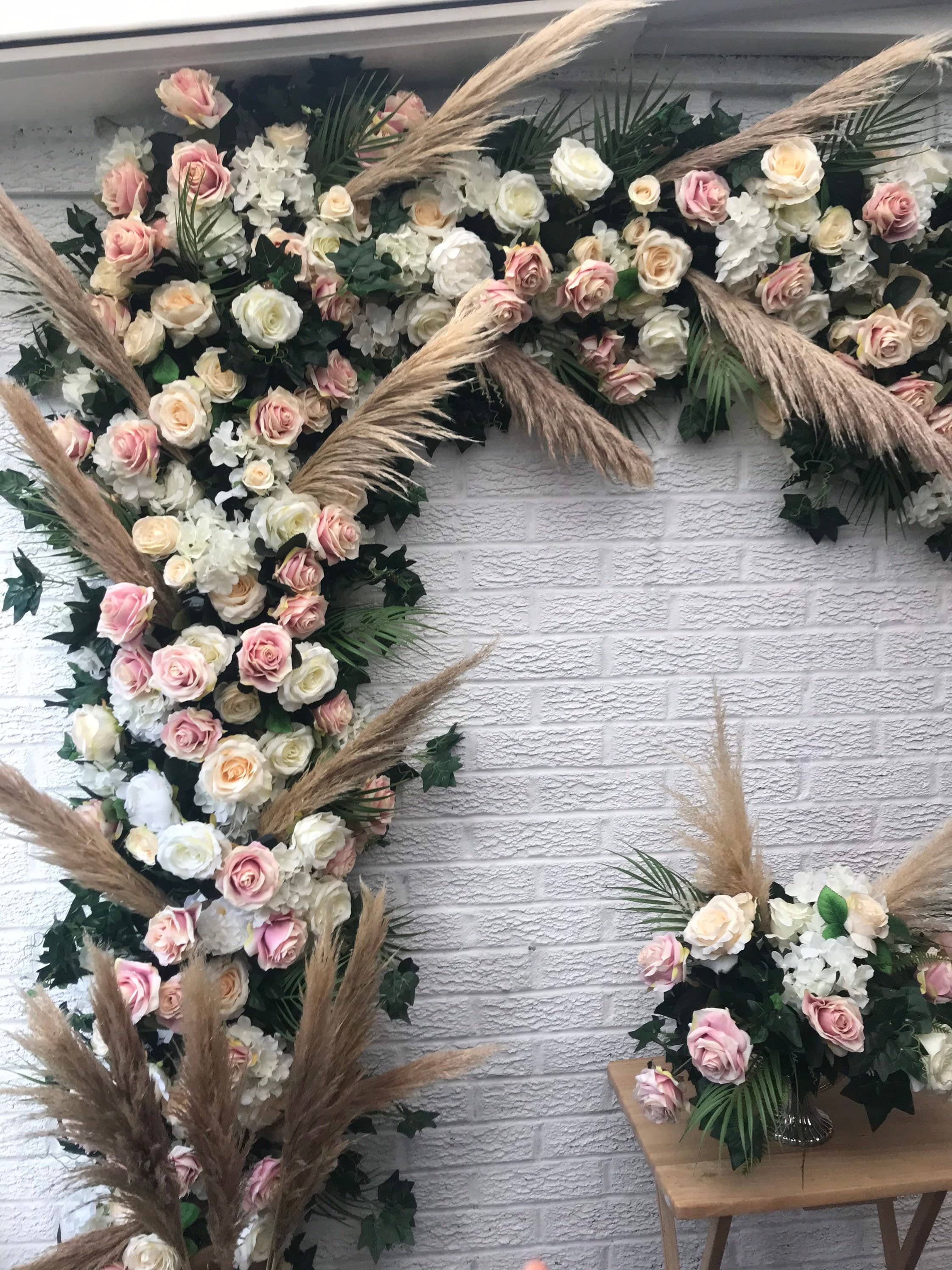 IVY CRUZ – Arco de bandeirinhas por atacado – Pampas Garland, Grinalda de Flores de Pampas, Flor de Casamento4