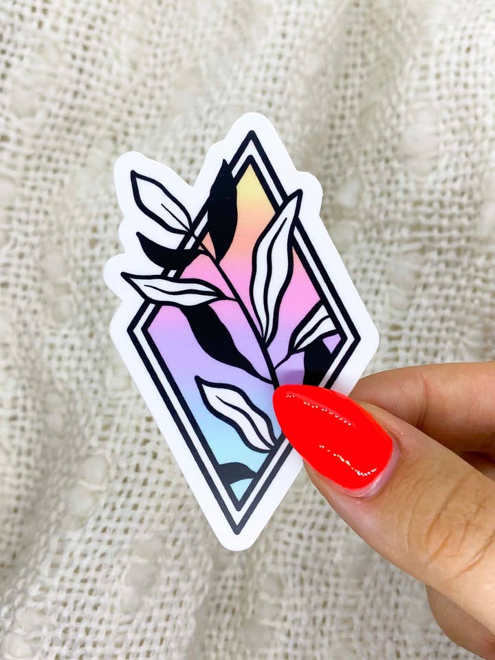 Pastel Plant Southwest Leaves Water Bottle Sticker, Decal for wholesale by liadelyonart