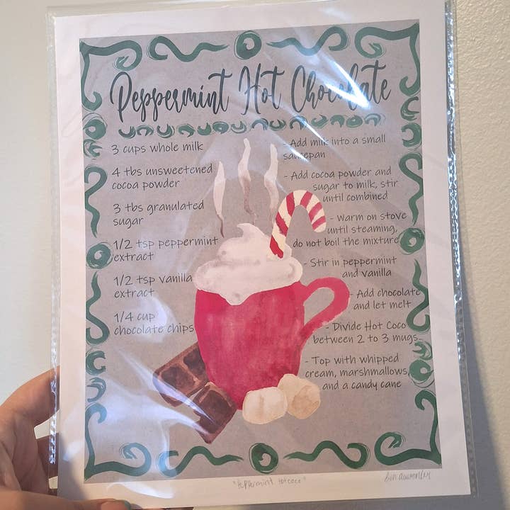 Gen Aumonier Art - Wholesale Art Print - Peppermint Hot Coco 8x10 Inch Signed Holiday Art Print1