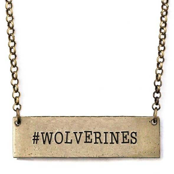 Hand-Stamped #WOLVERINES Rustic Necklace Wolverines for wholesale by Dilworth Road