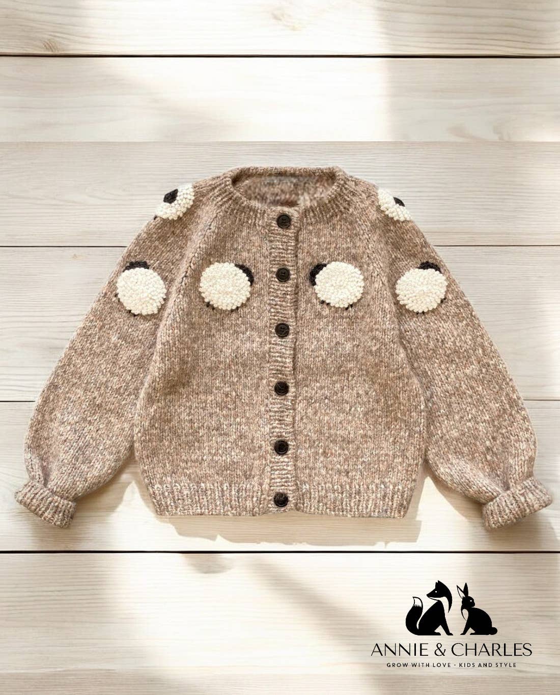Annie & Charles - Wholesale Jacket - Kids - Annie & Charles® Knit Jacket SHEEP made of wool1
