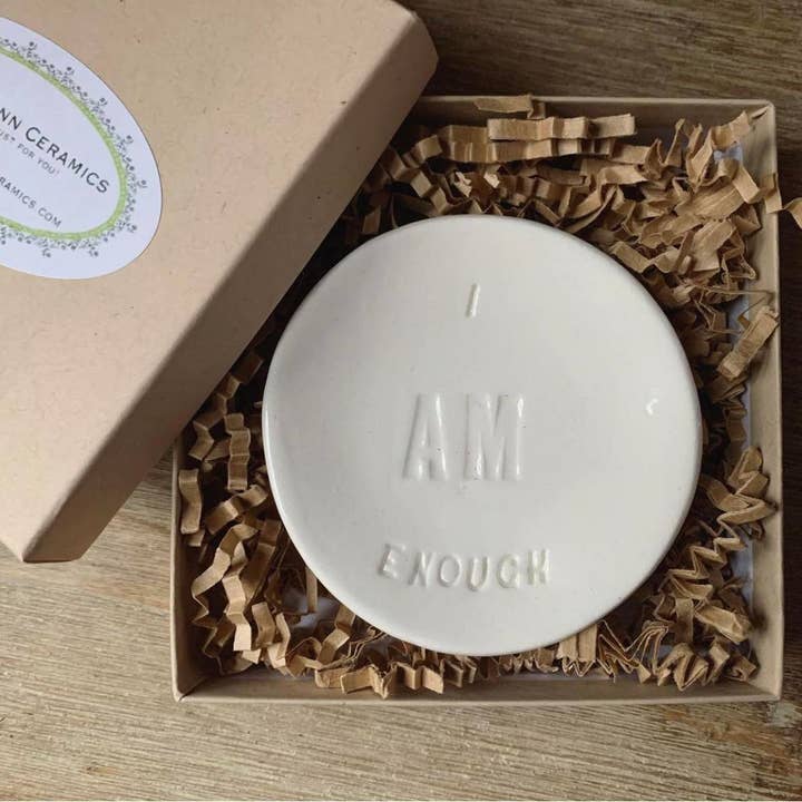 I Am Enough Ring Bowl - Ceramic Ring Dish | Handmade Pottery for wholesale by Chrissy Ann Ceramics