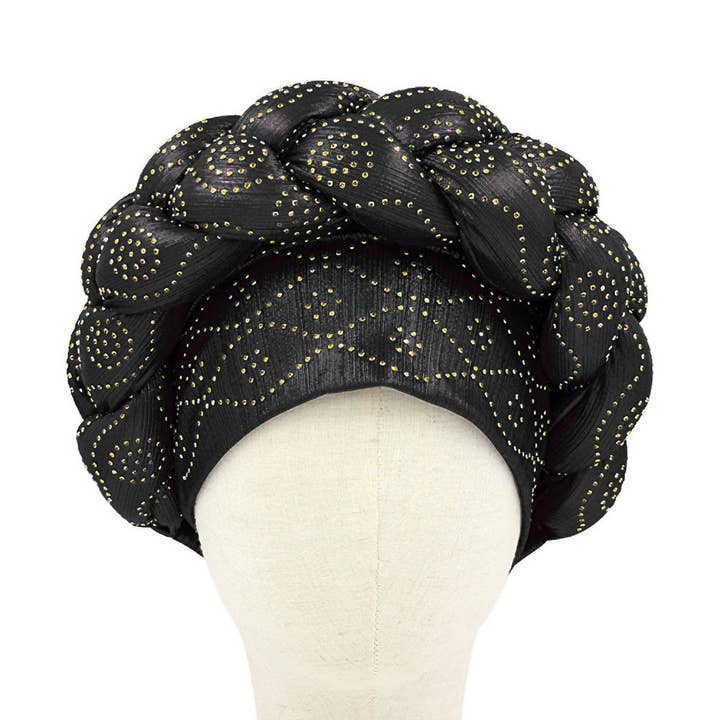 Sensibling Corp. - Wholesale Turban - Women's - Bling Studded Braided Turban Hair Wrap3