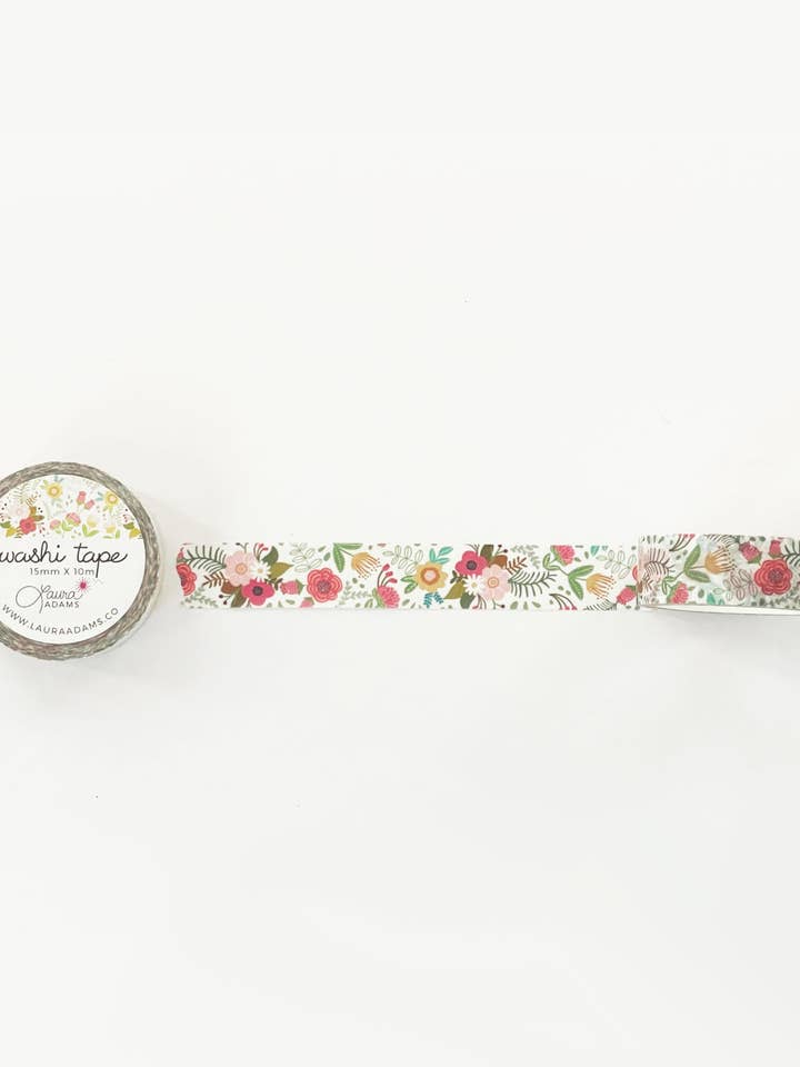 Katie Washi Tape | 15mm wide | Floral Washi for wholesale by Laura Adams