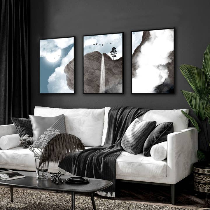 Arte murale contemporanea per soggiorno | set di 3 stampe artistiche per la vendita all'ingrosso da parte di About Wall Art