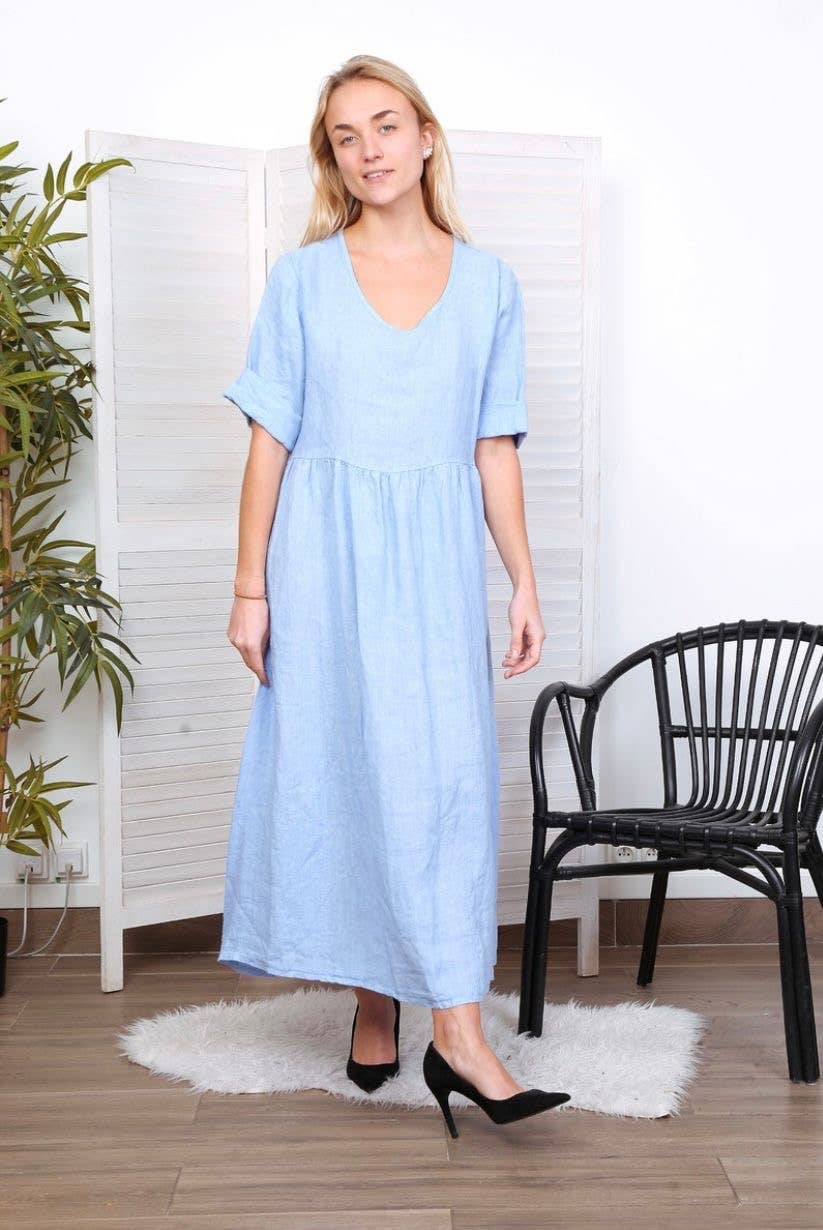 LÉA & LUC - Wholesale Dress - Women's - Long dress in 100% linen REF.714846