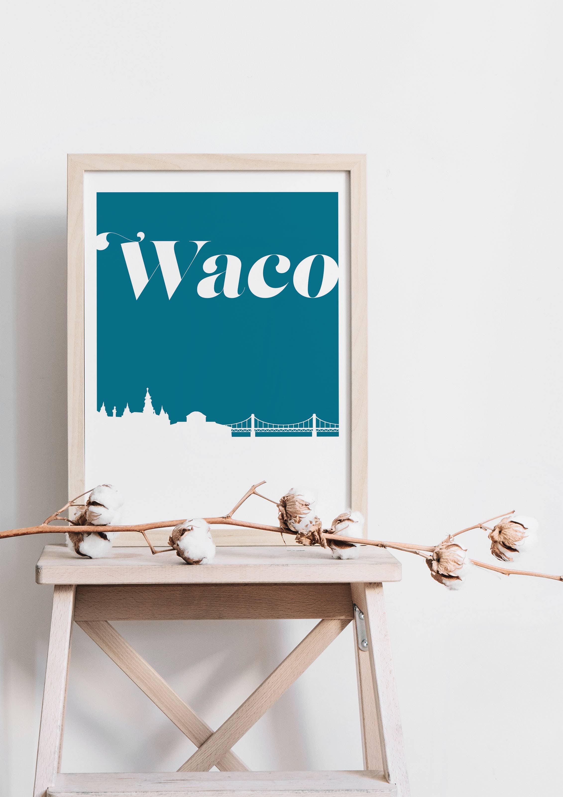 Paperfinch Design - Wholesale Art Print - Waco Texas retro inspired skyline art print0