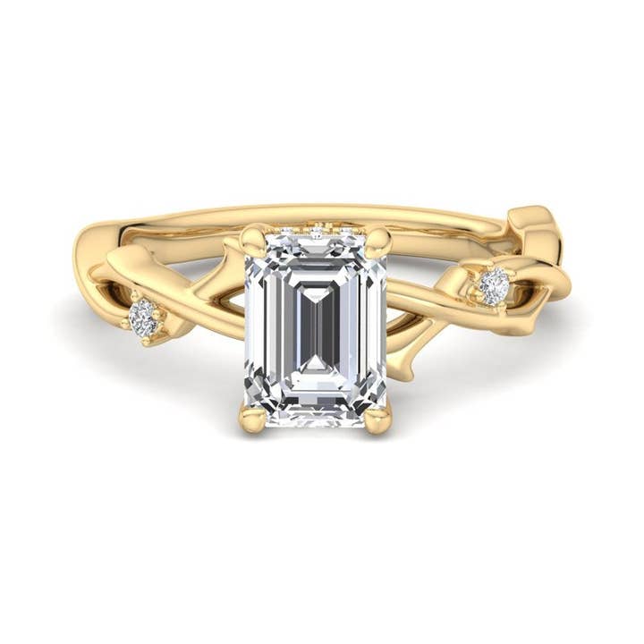 Sammanflätad Grace Emerald Lab Odlade Diamant Center Förlovningsring för wholesale av Caratina