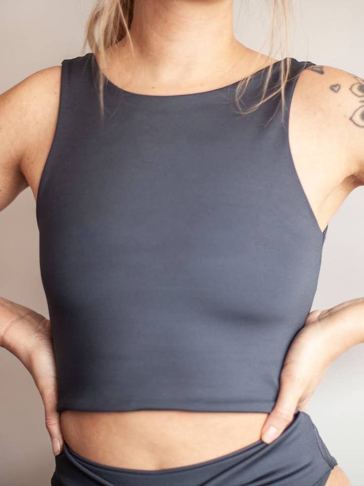 Recycled Delta Longline Top | Slate for wholesale by Ecomadix