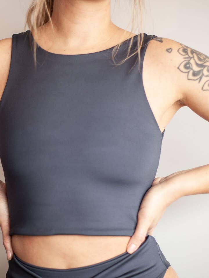 Recycled Delta Longline Top | Slate for wholesale by Ecomadix