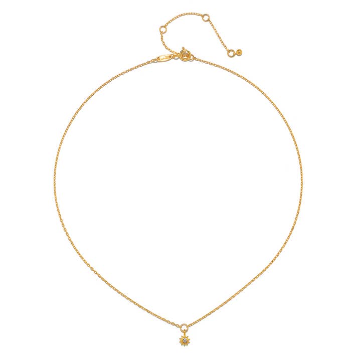 Satya Jewelry - Wholesale Pendant/Charm Necklace - Inner Light 16" White Topaz Mini Sun Pendant Necklace