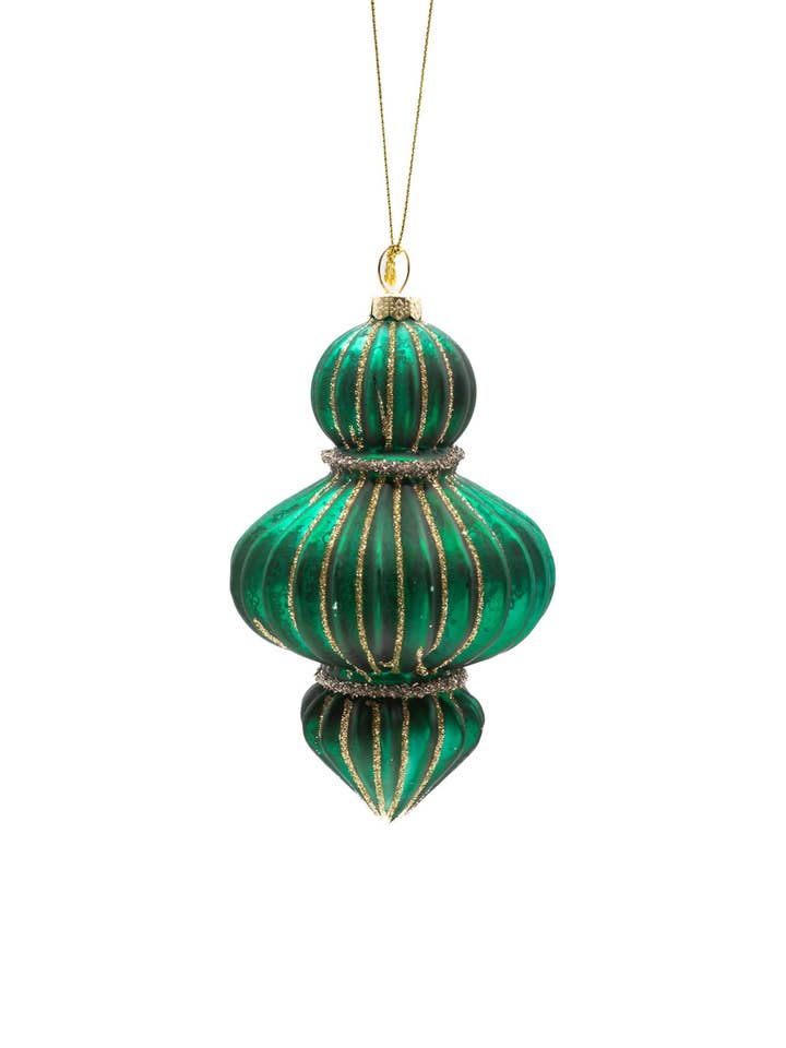 Green/Gold Riveted Onion Ornament with Gold Trim for wholesale by Starlight Collection
