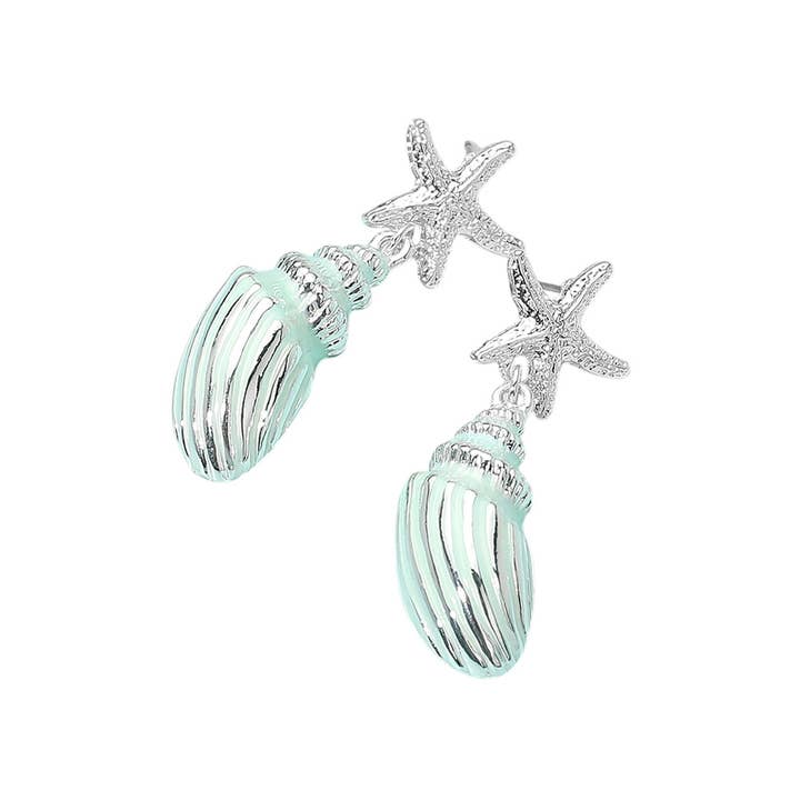 Sensibling Corp. - Wholesale Dangle Earrings - Gold Dipped Starfish Seashell Drop Dangle Statement Earrings3
