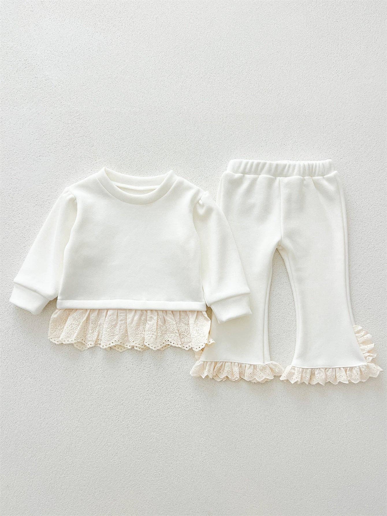 MyKids-USA® - Wholesale Top & Pant Set - Baby - Arrival Autumn Baby Girls Long Sleeves Patchwork Design Fleece-lined Top and Bottom Set – Clothing Set5