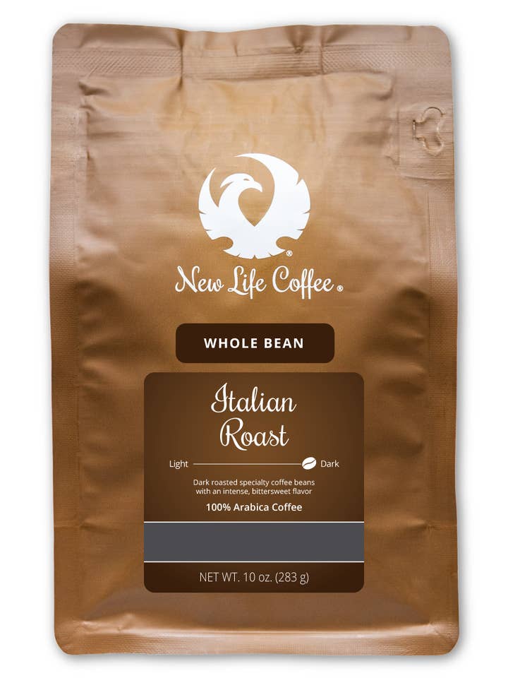 Rôti Italien Ground, sachet de 10 oz pour la vente par New Life Coffee