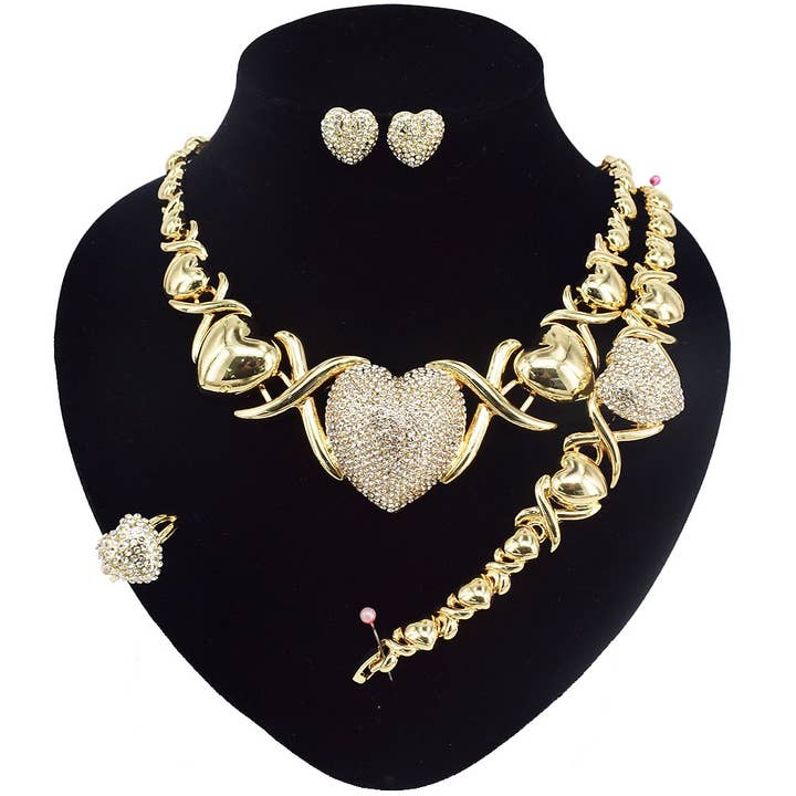HUGS &KISSES xo big heart set gold Plated #49 for wholesale by JoeyTheJewelry