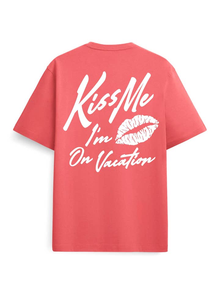 Pink Kiss Me T-Shirt - Coral for wholesale on Faire