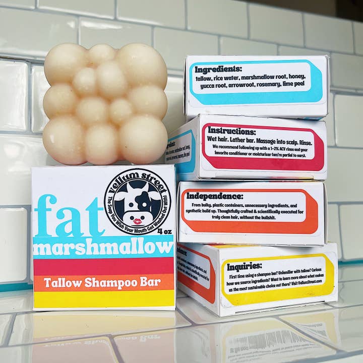 Vellum Street - Wholesale Shampoo puck/solid shampoo - fat marshmallow SHAMPOO BAR1