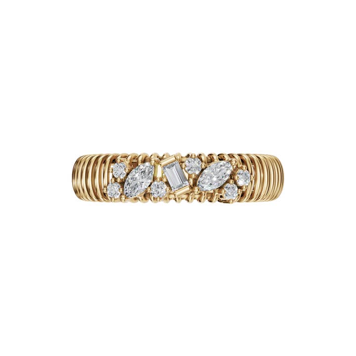 14k Gold Diamond Cluster Ring, Unique Diamond Ring for wholesale by PureYou Jewelry