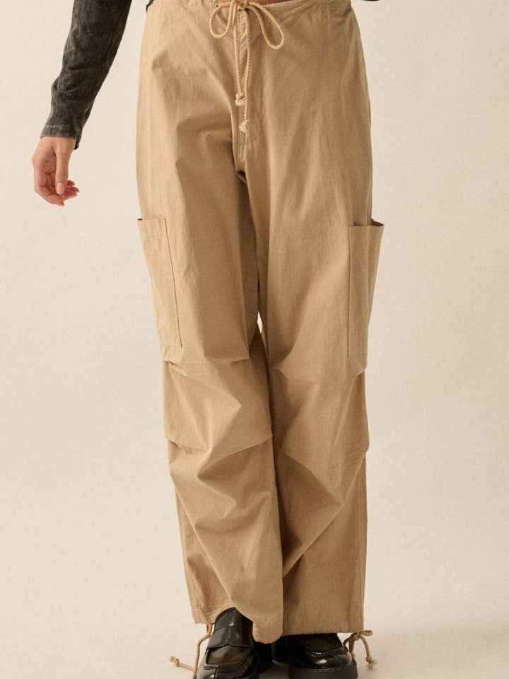 Solid Drawstring Side Pocket Cargo Pants for wholesale by Promesa USA