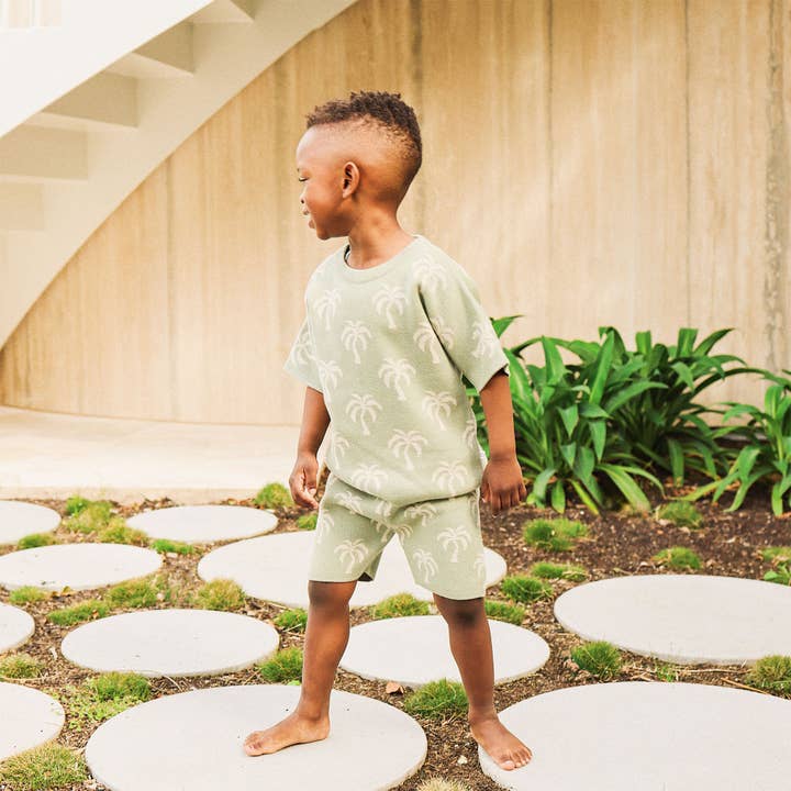 Jacquard Knit Bike Short - Sage for wholesale by Kynd Baby