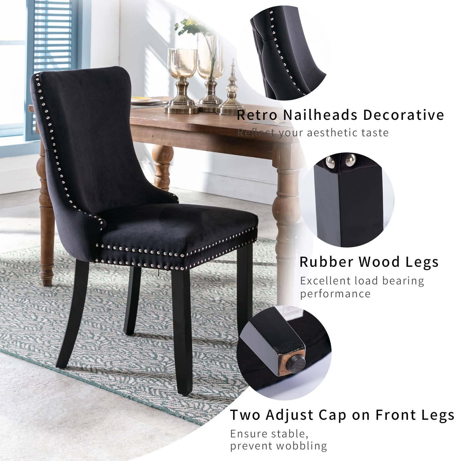 Modern Home Touch – wholesale Chair – Ale Set of 2 Velvet Upholstered Dining Chairs29