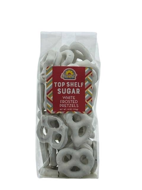 Pocketsnak-White Frosted Pretzels, 6 oz. bag for wholesale by Sunflower Food Company
