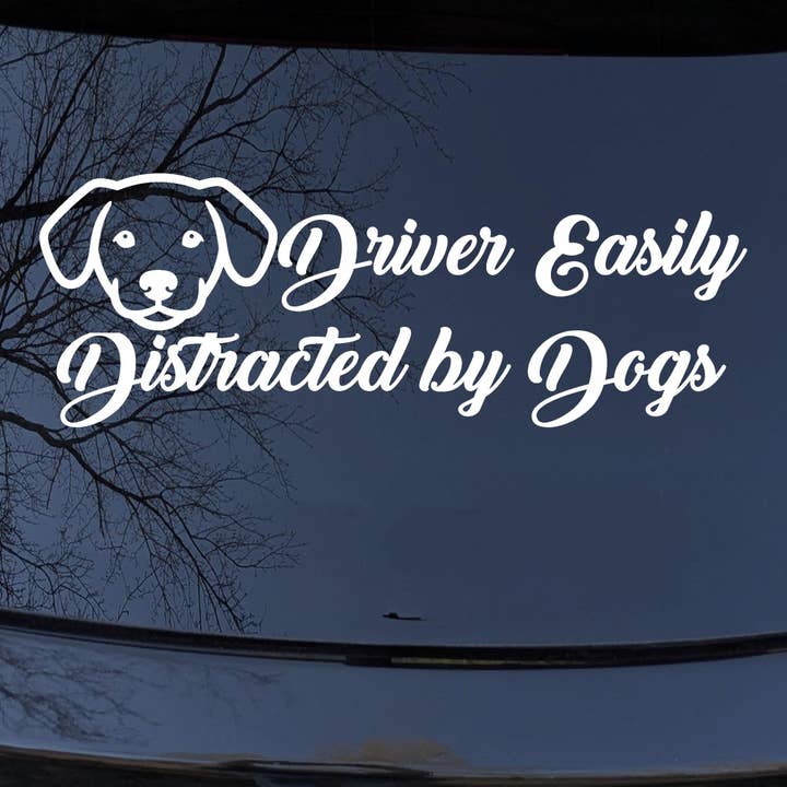 Driver Distracted by Dogs Window Decal for wholesale by Rad Dezigns