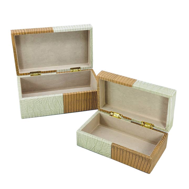 Galt International Company - Vente Boîtes décoratives - Coffret décoratif bicolore en cuir végétalien1