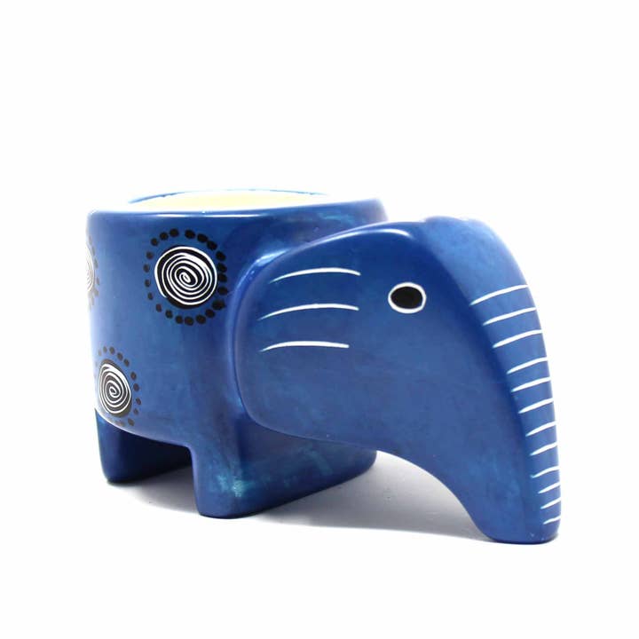 Global Crafts - Wholesale Kaarsenhouder - Enkele Kleurrijke Speksteen Olifant Theelichten