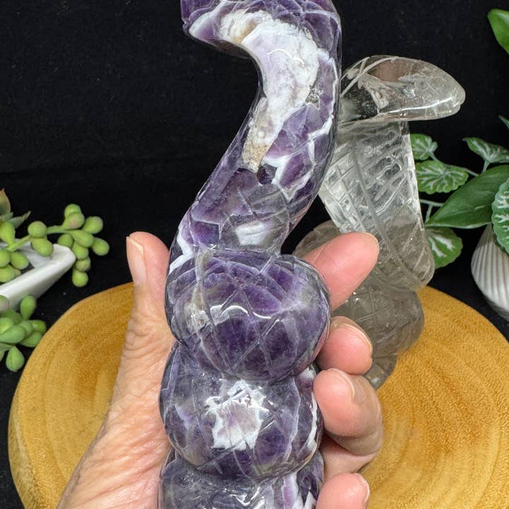 The 7 Directions - Wholesale Spiritual Stone/Crystal - 2 pc Snake Cobra bundle amethyst lodolite G7895