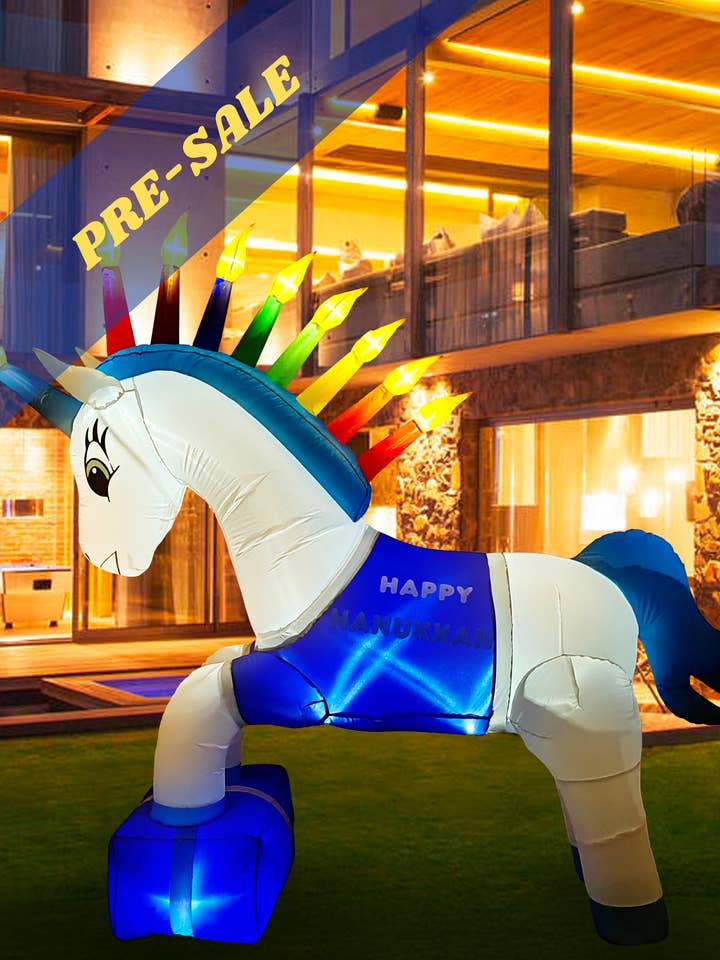 Unikkah - La licorne gonflable de Hanoukka pour la vente par Hanukkah Superstore