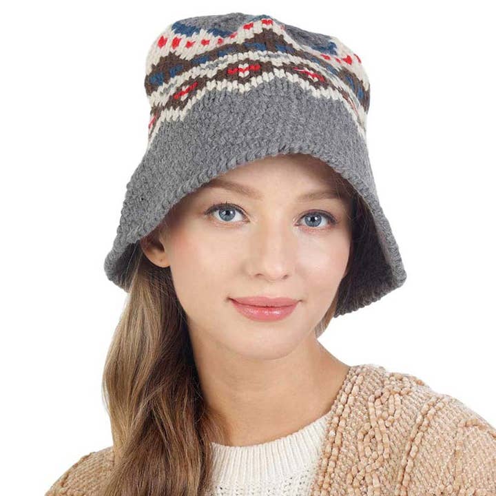 Madeline Love – wholesale Bucket Hat - Dam – Nordiskt mönster stickad hink hatt