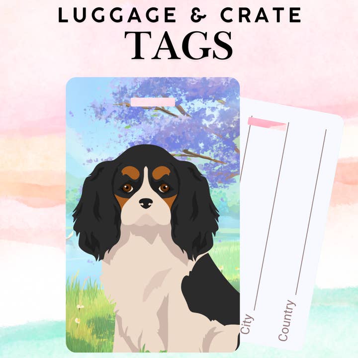 Cavalier King Charles Spaniel Dog Metal Luggage/ Crate Tag for wholesale by Canine Companions