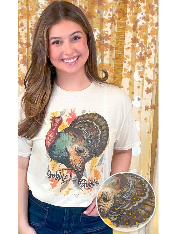 Sugar Stitch - Wholesale T-Shirt (Graphic) - Women's - Gobble Gobble Rhinestone Graphic Shirt