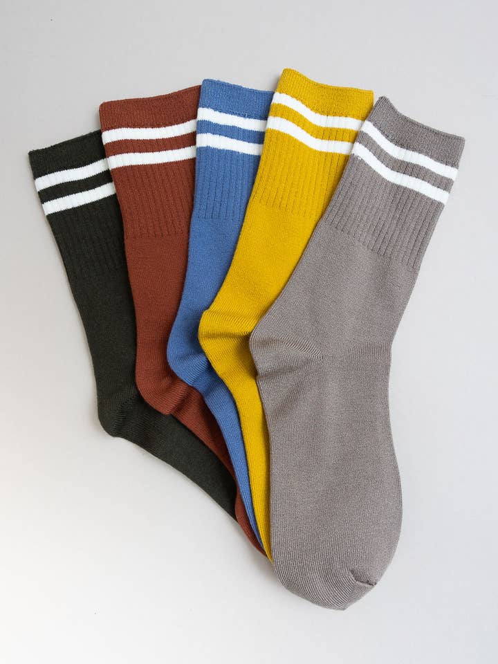 Retro Stripe Wool Blend Socks for wholesale by Leto Accessories