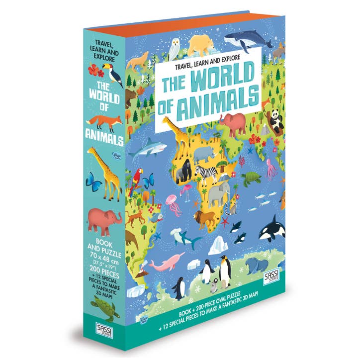 Sassi Travel, Learn and Explore - Book and 3D Puzzle Set - World of Animals, 200 pcs for wholesale by Axis Toys & Gifts