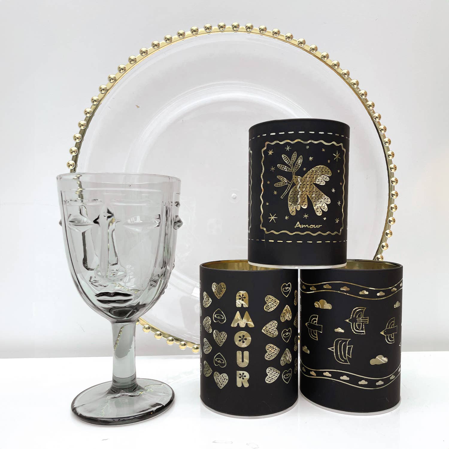 Opjet Paris - Vente Assiette de présentation - Dessous d'assiette perlé transparent doré D33cm1