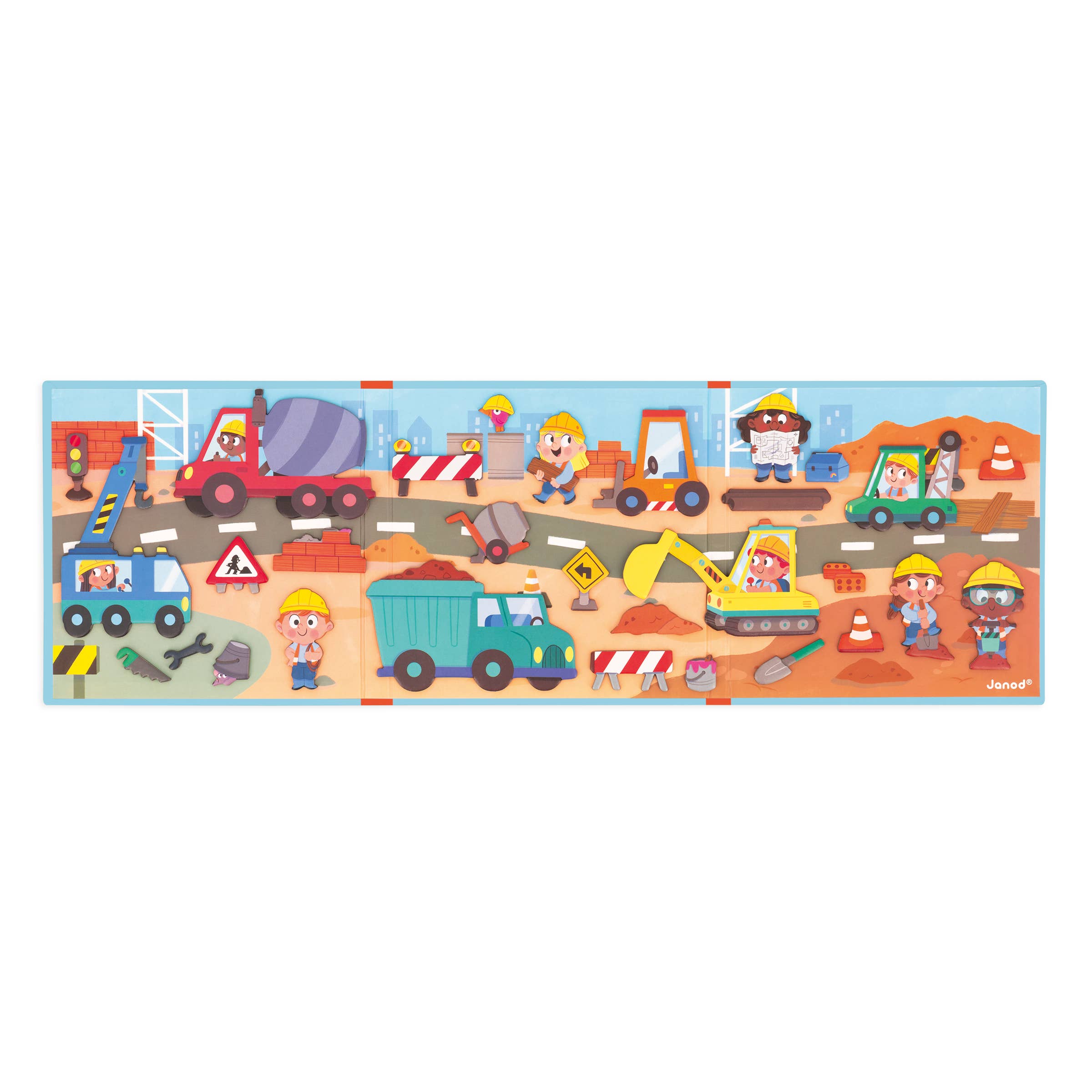 Janod - Wholesale Toy Set - Kids - Magneti'stories - The Construction Site2