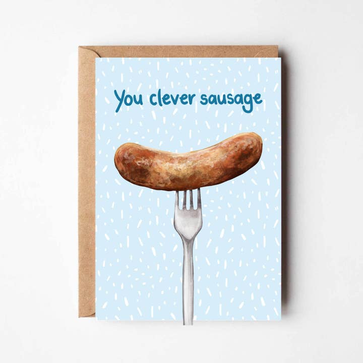 You Clever Sausage - Funny Food Well Done, félicitations pour la vente par Katie Tinkler illustration