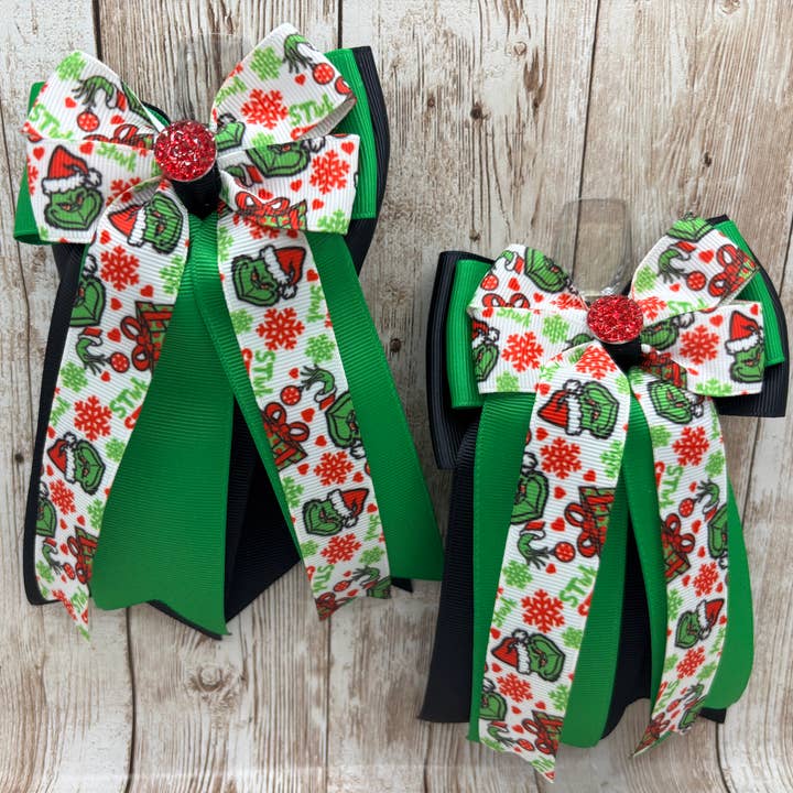 Benny Bows - Vente Nœud pour cheveux – enfant - Noeuds de spectacle équestre de Noël - Grinch0