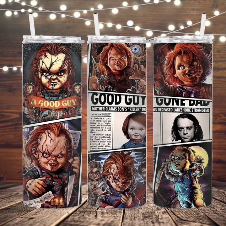 Bicchiere a sublimazione Good Guy Chucky per la vendita all'ingrosso da parte di K. I. Designs
