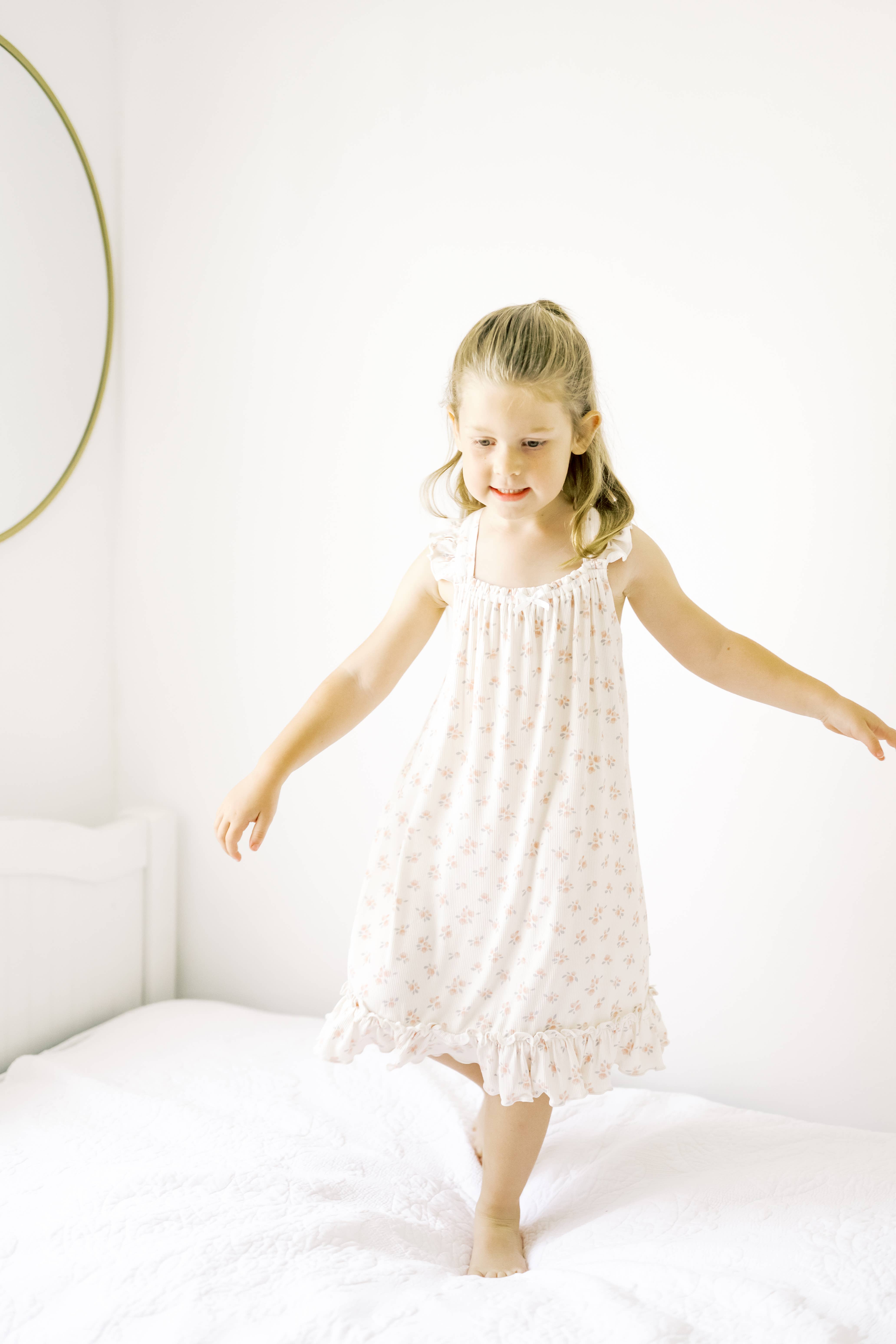 Dreamy Skies Baby - Wholesale Nightdress - Kids - Ribbed Bamboo Nightgown in Ellie Floral2
