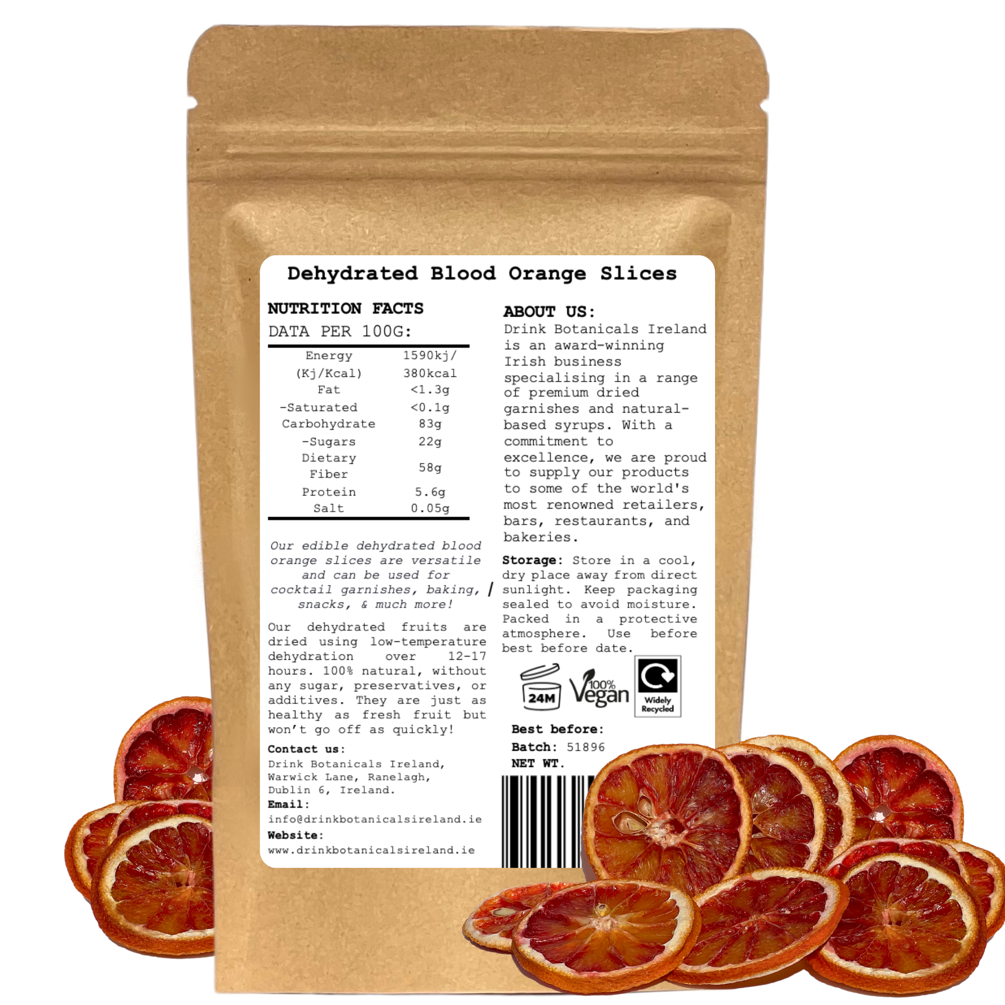 Drink Botanicals Ireland - Vente Fruits secs/déshydratés - Tranches déshydratées d'orange sanguine séchée1