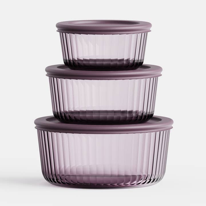 Stria Plum Rund Set (3 Behållare) för wholesale av Genicook Product LLC