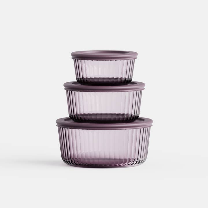 Stria Plum Round Set (3 Containers) for wholesale by Genicook Product LLC