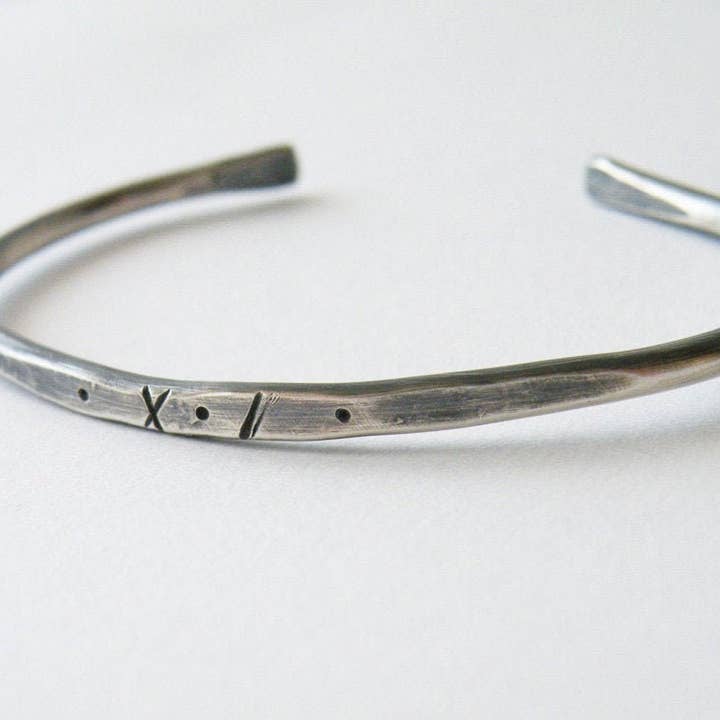 3 mm Textured Cuff Open Bangle Sterling Silver Man Jewelry for wholesale by SteamyLab