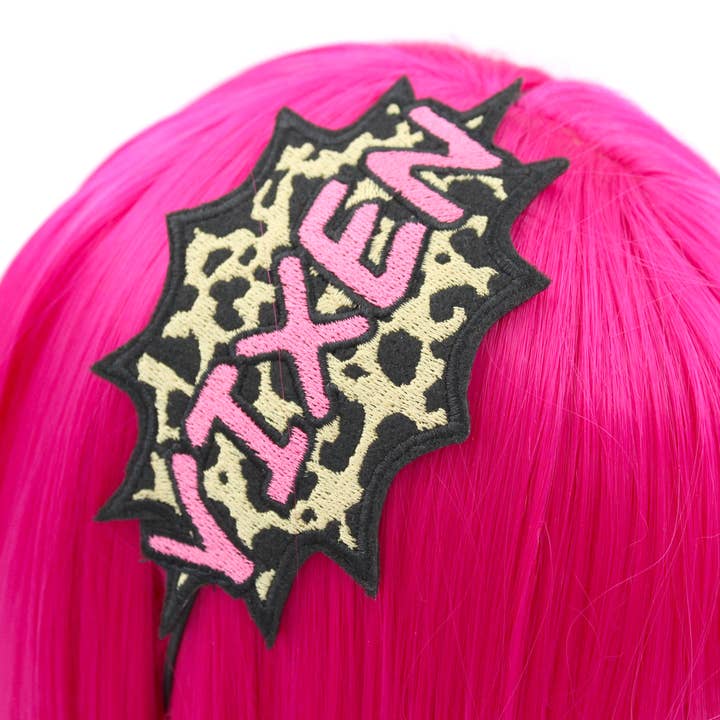 Diadema bordada VIXEN con estampado de leopardo, diseño cómico, diseño de estrellas para venta al por mayor de Kawaii Hair Candy