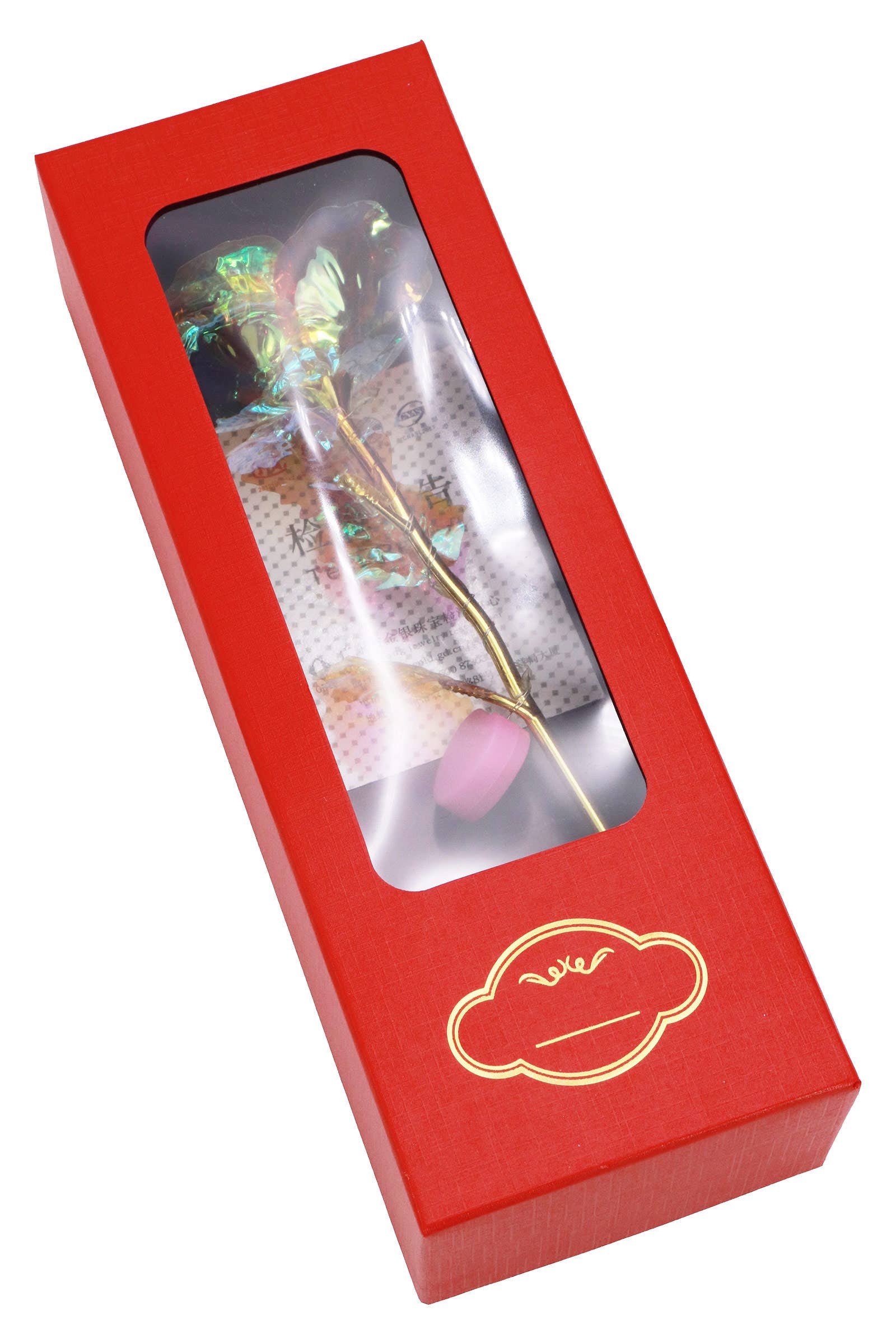 Cap Zone - Wholesale Artificial flowers - Holographic Led Light-up Gold Galaxy Rose Gift Box2